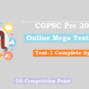 (CGPSC Pre 2021 Mega Test Series) Test-1: General Studies